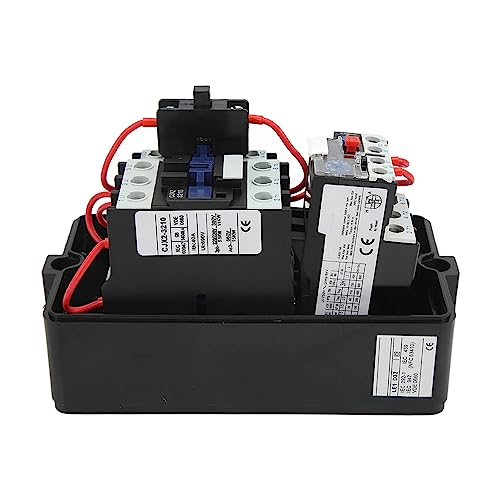 Magnetic Electric Motor Starter, IP55 ABS Enclosure 10 Single Phase 220/230V 23-32A with On/Off Switch for Air Compressor Heavy Duty Start Stop Control