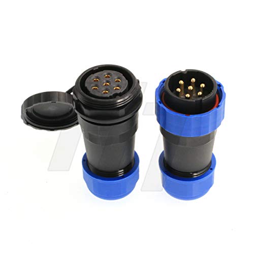 HangTon HE29 7 pin 25A Electrical Power Home Audio Video Project Waterproof IP68 Circular Connector Male Female - size: 7 pin