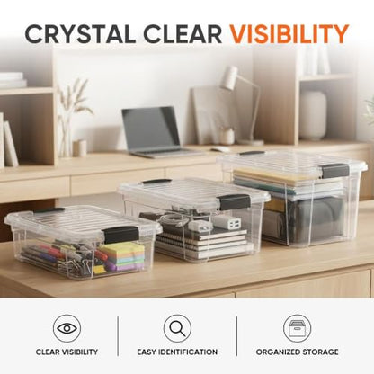 Superio 6.6 Quart Clear Plastic Storage Boxes with Lids, Stackable Organizer Containers, BPA-Free Storage Bins for Home, Office, School & Dorm, 1 Pack - size: 6.6 Quart