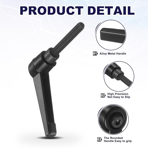 uxcell 4Pcs Adjustable Clamping Lever Handles, M6x32mm Zinc Alloy Male Thread Stud Knobs with Nuts Quick Release Bolt Rotating Screw Handles for Lathes Woodworking, Black - size: M6x32mm