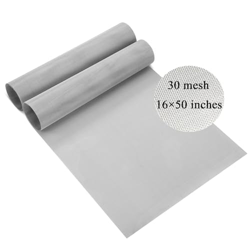 ovsor 30 Mesh Stainless Steel Mesh Roll - 2Pcs 16×50 inches (40.6×127cm) Professional Woven Wire Mesh, Sifting Screen Not Easy to Rust for DIY Project, Floor, Wall, Hole, Garden, Vent Cover