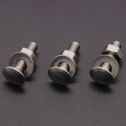 3/8-16 x 2 (8 Sets) Stainless Steel Square Neck Carriage Bolts with Nuts and Washers, Full Thread, No Coating Plain Finish, Coarse Thread UNC, Stainless Steel 304 (18-8) - size: 3/8-16 x 2"