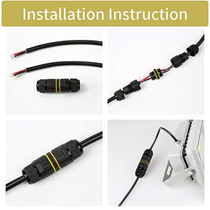 Junction Box Outdoor 2 Way Waterproof IP68 Electrical Cable Connector,M16 Wire Range(3.5-10mm),Suitable for Repair and Extend Power Cables,UL(5 Pack) - size: M16-2Pin
