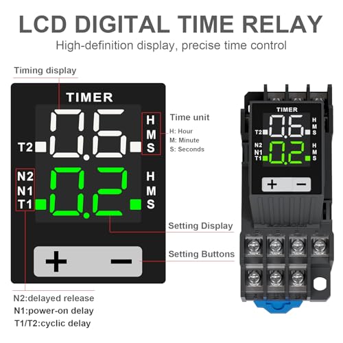 LCD Digital Display Time Relay, Time Control Delayer - size: 14-Pin 110 VAC