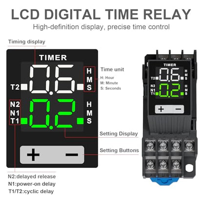 LCD Digital Display Time Relay, Time Control Delayer - size: 14-Pin 110 VAC
