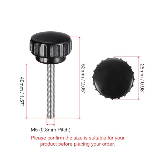 uxcell 4pcs Knurled Clamping Knobs M5 x 40mm Metric 304 Stainless Steel Male Thread Thumb Screw on Type 25mm Plastic Round Head Threaded Hand Bolt Stud Knobs Black - size: M5 x 40mm x25mm