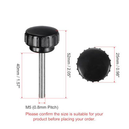 uxcell 4pcs Knurled Clamping Knobs M5 x 40mm Metric 304 Stainless Steel Male Thread Thumb Screw on Type 25mm Plastic Round Head Threaded Hand Bolt Stud Knobs Black - size: M5 x 40mm x25mm
