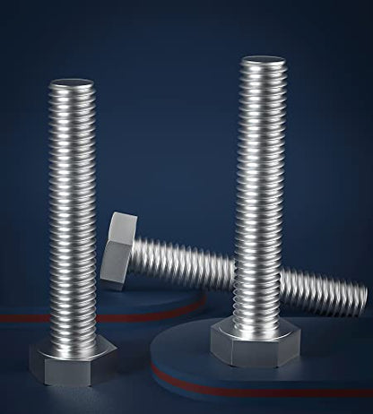 1/2-13 x 2-1/2" (1 to 7" Optional) Hex Head Screw Bolt, Stainless Steel 18-8(304), Fully Threaded,5pcs - size: 1/2-13 x 2-1/2"