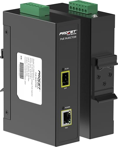 PROCET 30W PoE Injector SFP Uplink Gigabit DIN Rail PoE+, 6KV Surge Protection, -40°F to 149°F for Sisco/UniFi Wireless Access Point, mmWave Bridge, PTZ AI Camera, Small Cell, Smart Factory - color: SFP, size: 30W