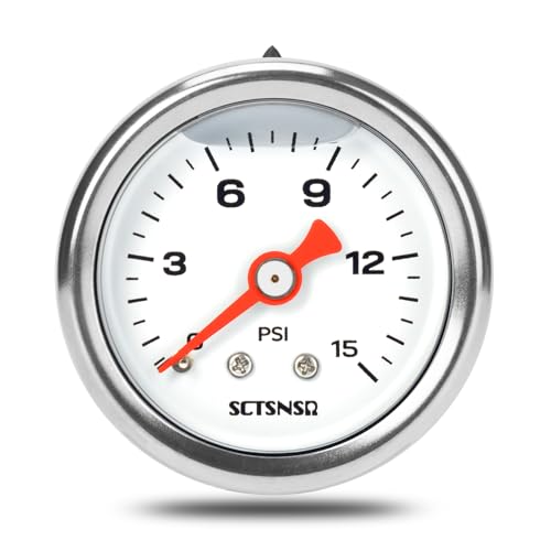 0-15 Psi Fuel Pressure Gauge, 1/8" NPT Back Mount - size: 0-15 Psi, style: Back Mount