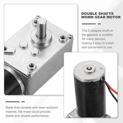 MECCANIXITY DC12V Worm Gear Motor, 27RPM 8mm D Shaft Self-Locking High Torque Speed Reduction Gear Motor for Automotive, Home Appliances, Robotics - style: 12V 27RPM