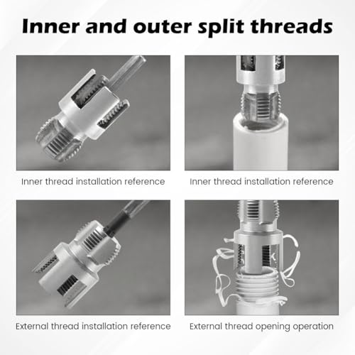 Integrated Internal & External Pipe Threading Tool,Pipe Thread Cuttings Tool,1/2'' 3/4'' Dies,Pipe Sizes Rethreading Tool,Dual-Function Pipe Thread Cutting Tool,for Drill Cutting Threading