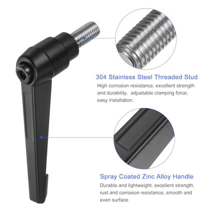 uxcell 2pcs Clamping Lever Handles, M12 x 25mm 304 Stainless Steel Threaded Male Stud, Adjustable Handles Locking Quick Release Ratchet Push Button Bolt Knobs, Black - size: M12 x 25mm