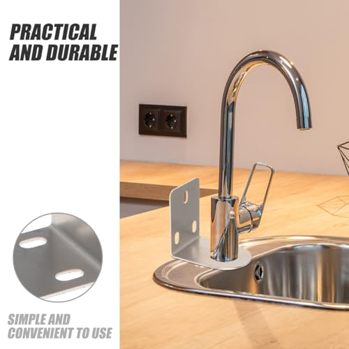 Angoily 1 Set Faucet Bracket, Wall Mounting Rack 1/2 Inch L Bracket Wrench Sink Holder Mounts, Undermount Sink Support Wall Plate Holder with Screws