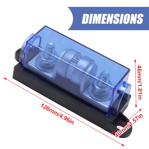 Class T Fuse Holder, 250V DC 350Amp Fuse Block, Protection for Inverters, Car Audio Systems, Replaces Standard Fuse Holders for RVs, Boats, Trucks - size: 250V 350A