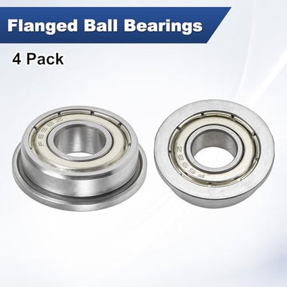 M METERXITY 4-Pack F698ZZ Flanged Ball Bearing, 8mm x 19mm x 6mm Double Metal Shielded Z1 Chrome (GCr15) Steel Flange Rip Bearings for Wheelbarrow/Printer/Fax Machines/Power Tools - size: 8mm x 19mm x 6mm