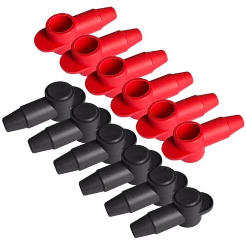 Ampper Silicone 1/4", 5/16" Stud Terminal Cover Fit 6-1 Gauge, R&B 12 Pc - color: Red & Black, size: 1/4" & 5/16" Stud M