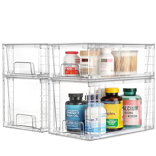 Vtopmart Clear Stackable Storage Drawers, 6 Pack Medium Organizer Set - style: 3 Medium+3 Small