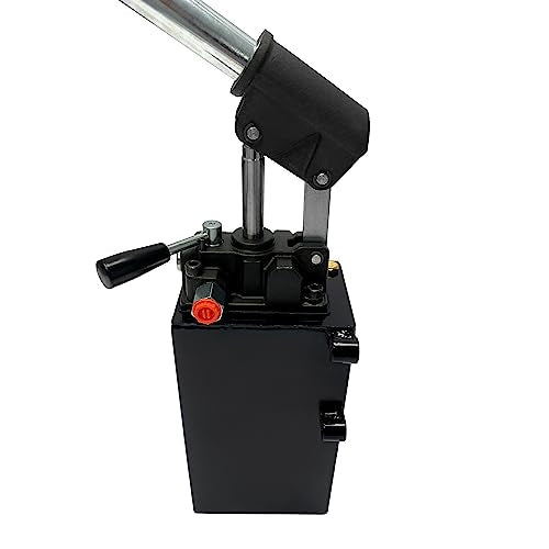 Double Acting Hydraulic Hand Pump with 5 QTs Tank - Manual Hydraulic Pump with Changeover Valve - 1.5 CID, 3600 PSI, 3/8" NPT Ports Piston Hand Pump - color: Double Acting, size: 1.5 CID 5 QTs tank