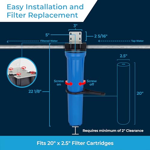 SpiroPure 20x2.5 Water Filter Housing Slim, 20 inch Standard, 1/2" NPT - size: 20" x 2.5", 1/2" NPT