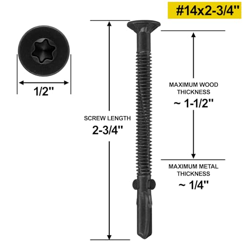 #14 x 2-3/4 Self-Tapping Trailer Deck Screws,181PcsT25 Star Bits Screws - color: Black, size: #14 x 2-3/4in 181pcs