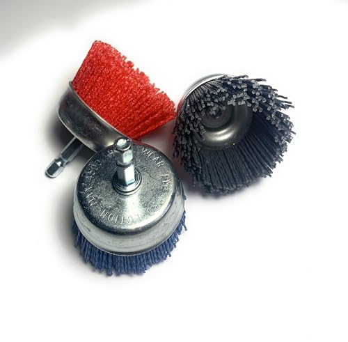 Signi 12 Pack Nylon Bristle Filament Abrasive Brush Drill Wheel and Cup Brush Set with 1/4 Inch Shank, Surface prep Remove Rust/Corrosion/Paint (2.5" Wheel, Hex Shank) - style: 2.5" wheel