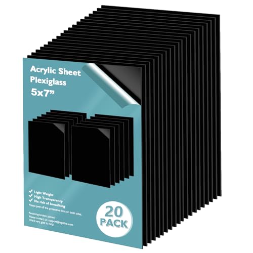 Egofine 5" x 7" Black Plexiglass Sheets 20 Pack 0.04 Inch Cast Acrylic Sheet Thick for DIY Craft Projects, Painting, Photography, Sign, Display Stand, Home Decor, Easy to Cut - color: Black, size: 5x7"