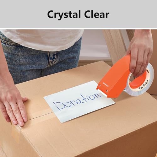Swihauk 1.88 in x 66.6 YDs Heavy Duty Packing Tape with Dispenser, Strong & Durable Shipping Tape, Packaging Tape, Clear Package Tape for Shipping Moving Storage and Mailing, 1 Roll + 1 Dispenser - size: 1 Roll + 1 Dispenser