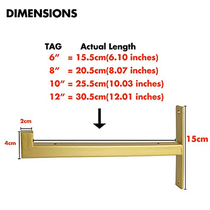 OVOV 2 Pack Heavy Duty Shelf Brackets 12 Inch Metal Shelf Supports Gold - color: Gold, size: 12 Inch