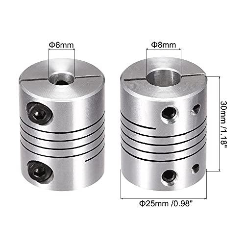 uxcell 2PCS Motor Shaft 6mm to 8mm Helical Beam Coupler Coupling 25mm Dia 30mm Length - size: 6mm to 8mm