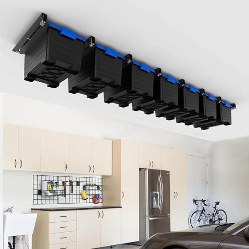 EVERHANGER Ceiling Storage Rack, Heavy Duty Garage Overhead Storage Rack - style: For 7 Bins