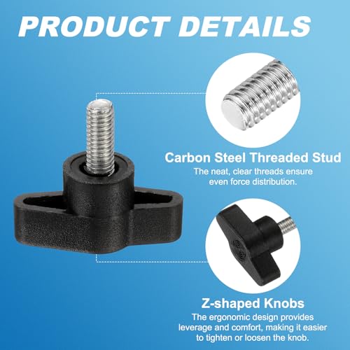 PATIKIL M6 x 14mm Tee Wing Thumb Screws, 6Pcs Carbon Steel Mechanical Handle Bolt Thumb Screws for Remove Replace Hand Clamping Tightening Knobs Power Supply, Black - size: M6 x 14mm