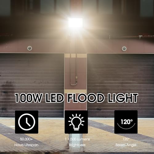 XYCN 2 Pack 100W LED Flood Light,3000K Warm White Outside Flood Light,No Plug,11500LM Super Bright Outdoor Security Lights, IP66 Waterproof Floodlight for Yard,Playground,Garage, Garden, Lawn - size: 100W 3000K LED Flood Light 2pack