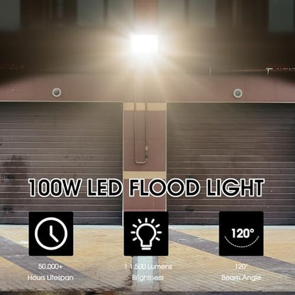 XYCN 2 Pack 100W LED Flood Light,3000K Warm White Outside Flood Light,No Plug,11500LM Super Bright Outdoor Security Lights, IP66 Waterproof Floodlight for Yard,Playground,Garage, Garden, Lawn - size: 100W 3000K LED Flood Light 2pack