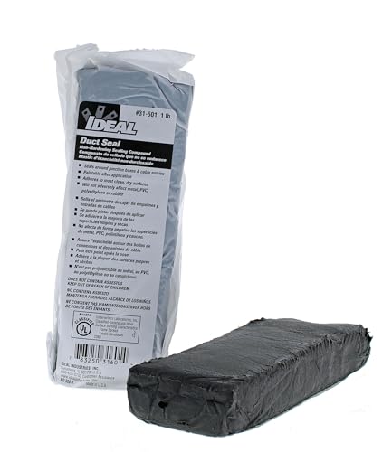 IDEAL Industries 31-601 Duct Seal Compound, 1 lb Block, Gray Putty for Sealing Junction Boxes, Service Entrances & HVAC Penetrations - size: 1 lb Block