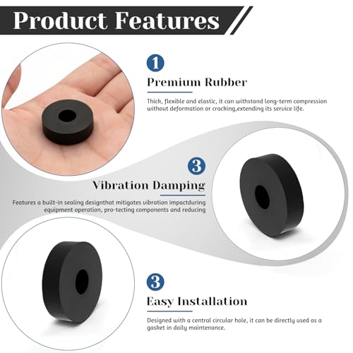 4 PCS Multi Purpose Rubber Spacer, 1-2/5" OD x 3/8" ID x 5/16" Thickness - size: 1-2/5" OD x 3/8" ID x 5/16" Thickness