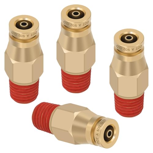 DOT Approved Male Straight Brass Union 5/32" Tube x 1/16" NPT, 4PCS - size: 5/32" OD x 1/16" NPT