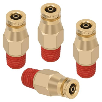 DOT Approved Male Straight Brass Union 5/32" Tube x 1/16" NPT, 4PCS - size: 5/32" OD x 1/16" NPT