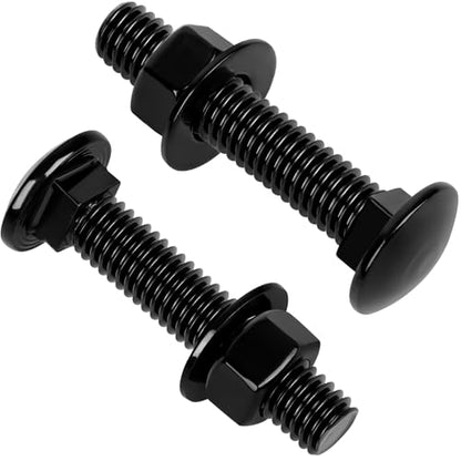 6 Sets 3/8-16 x 2-1/2" Carriage Bolt Kit, Round Head Square Neck, Black Carriage Bolts and Hex Nuts Set with Flat Washers - size: 3/8-16 x 2-1/2"