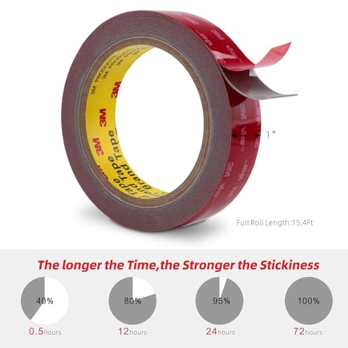 3M Double Sided Tape 1" x 15.4Ft Heavy Duty Mounting Tape Grey - color: Grey, size: 1" x 15.4Ft