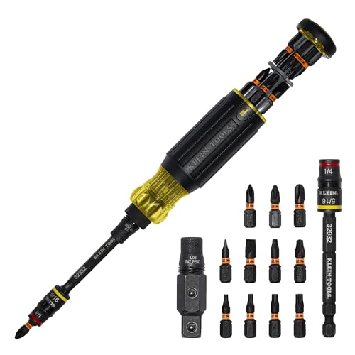 Klein Tools 32516HD KNECT 16-in-1 Impact-Rated Hybrid Screwdriver/Nut Driver, Flip Socket, 11 Bits, 2 Nut Drivers, 3/8-Inch Square Adapter - size: 16-in-1