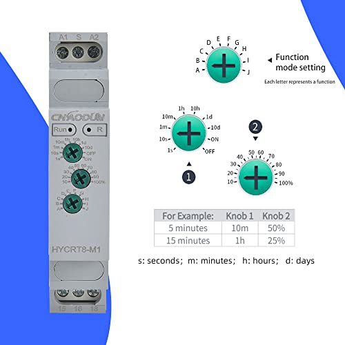 CNAODUN Multifunction Time Relay HYCRT8-M1 0.1s-10days 16A AC/DC 24-240V 10 Function Choices Time Delay Relay Din Rail Mount Type - size: HYCRT8-M1,Multifunction