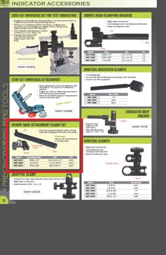 HHIP 4401-0421 Height Gage Attachment Clamp Set, 3/8" x 4" Bar - size: 3/8 x 3/8" Bar, 3/8 x 7/32" Clamp