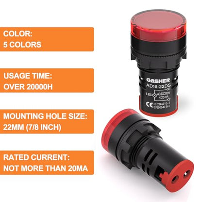 GASHER 10PCS 110V 20mA Energy Saving Indicator Light Red - color: Red