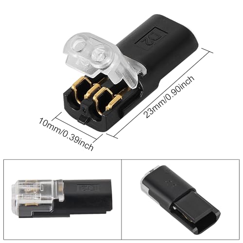 AITRIP 50PCS Low Voltage Wire Connector, Double-Wire Plug-in Connector with Locking Buckle, Led Light Strip Connectors 2 Pin No Wire Stripping Cutting for Strip Lights - color: 50PCS