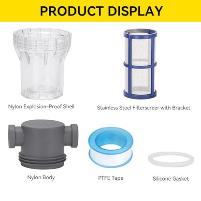1/2'' Female NPT in-Line Strainer - Garden Hose Filter for High Pressure Washer, Sediment Filter with 100 Mesh Stainless Steel Screen (1/2'' 100 Mesh) - style: 1/2'' 100Mesh