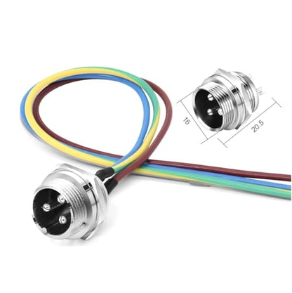 0.66Ft GX16 3Pin Male Aviation Connector Cable,Panel Mount Metal Circular Adapter PVC Cable Connector 7A/125V,16mm for Electrical and Electronic Connections Cable 0.2M - size: 3Pin