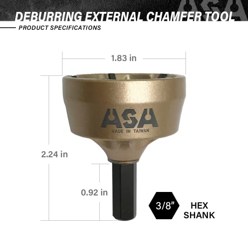 ASA Tools Deburring External Chamfer Tool, Tungsten Blade, Deburring Drill Bit, Remove Burr Tools Fits for 1/2"-1 3/8"(13mm-35mm) - size: Deburring Drill Bit 13mm-35mm