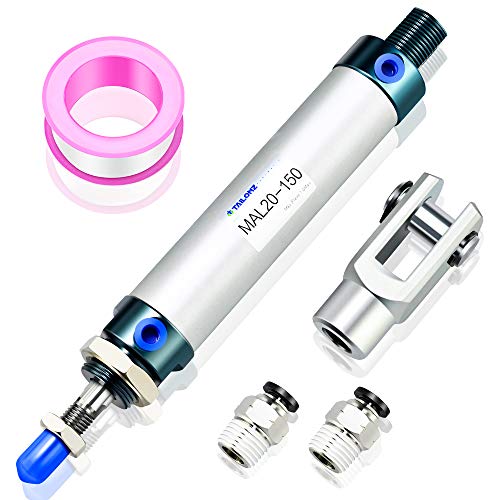TAILONZ PNEUMATIC 20mm Bore 150mm Stroke Air Cylinder Double Action with Y Connector and 2Pcs 6mm Fitting MAL20x150 - size: 20mm Bore 150mm Stroke