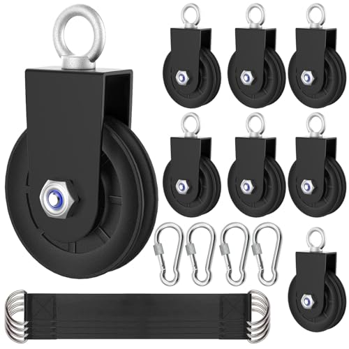 GardenNow Silent Gym Cable Pulley Wheel for Home DIY Gym Pulley System, Upgraded Heavy-Duty Bracket, 3.54 in/90 mm Gym Pulley for Maximum 660LBS Load, Compatible with LAT Pulldown& Cable Exercises - color: black, size: 8